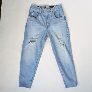 Levi's Jeans Silver Tab Mom Womens 30 Blue Distressed Light Wash Zip Fly Tapered